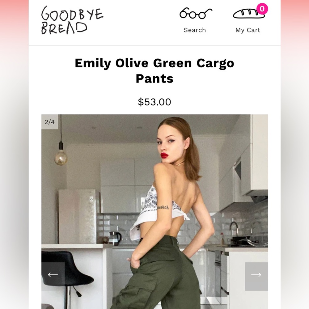 Goodbye bread army green cargo pants.